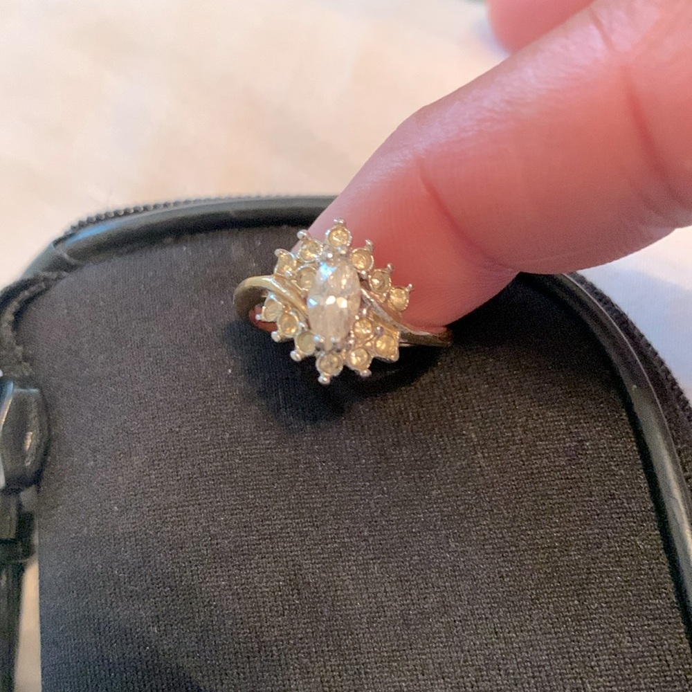 18k G.E. Ring with faux diamond.
